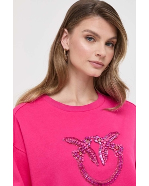 Pinko bluza bawełniana damska kolor różowy z aplikacją