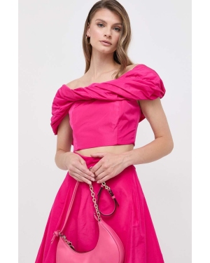 Pinko top damski kolor różowy dekolt hiszpański