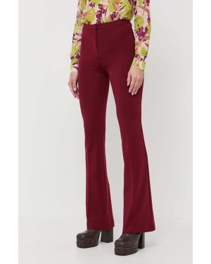 Pinko spodnie damskie kolor bordowy dzwony high waist 100054.A04I