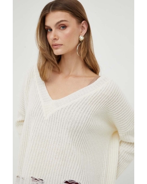 Pinko sweter wełniany damski kolor beżowy ciepły