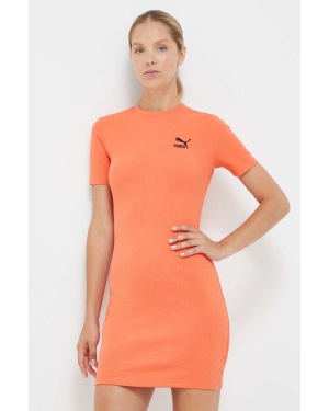Puma sukienka kolor pomarańczowy mini dopasowana