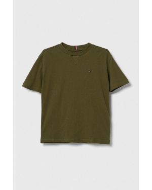 Tommy Hilfiger t-shirt bawełniany dziecięcy kolor zielony gładki