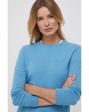 United Colors of Benetton sweter wełniany damski kolor niebieski lekki