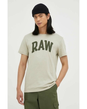 G-Star Raw t-shirt bawełniany kolor beżowy z nadrukiem