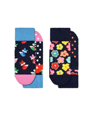 Happy Socks skarpetki dziecięce Antislip Fox & Flower 2-pack kolor granatowy