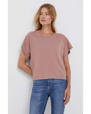 Sisley t-shirt bawełniany kolor różowy