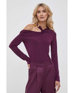 Sisley bluzka damska kolor fioletowy gładka