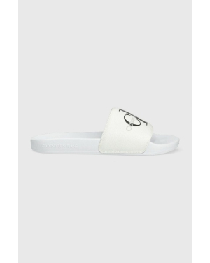 Calvin Klein Jeans klapki SLIDE MONOGRAM CO męskie kolor biały YM0YM00061