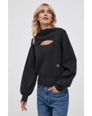 Calvin Klein Jeans sweter damski kolor czarny lekki z półgolfem