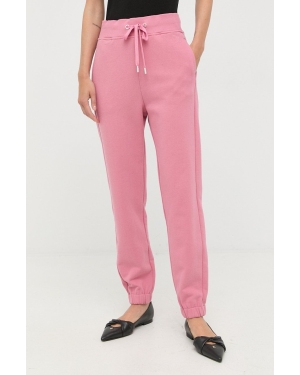 Weekend Max Mara spodnie dresowe bawełniane damskie kolor różowy gładkie