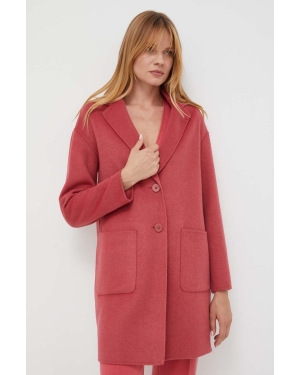 Twinset płaszcz wełniany kolor różowy przejściowy