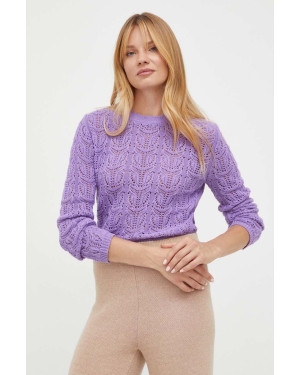 Twinset sweter z domieszką kaszmiru kolor fioletowy lekki