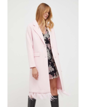 Twinset płaszcz wełniany kolor różowy przejściowy