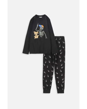 Coccodrillo piżama bawełniana dziecięca kolor czarny wzorzysta