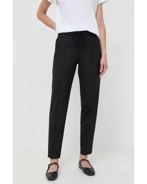 Twinset spodnie z domieszką wełny kolor czarny proste high waist