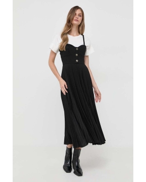 Twinset sukienka i t-shirt kolor czarny midi rozkloszowana