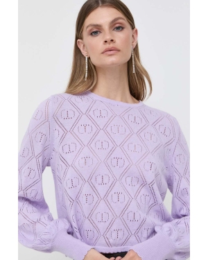 Twinset sweter z domieszką kaszmiru kolor fioletowy lekki