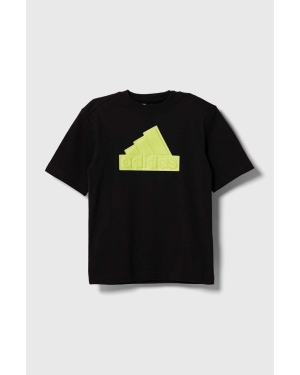 adidas t-shirt bawełniany dziecięcy kolor czarny z aplikacją