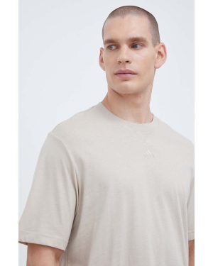 adidas t-shirt bawełniany kolor beżowy gładki