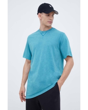 adidas t-shirt bawełniany kolor turkusowy wzorzysty