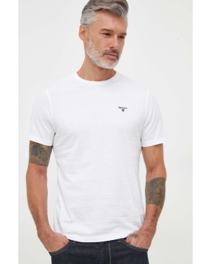 Barbour t-shirt bawełniany kolor biały gładki