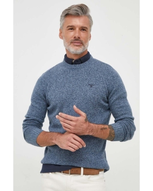Barbour sweter wełniany męski kolor niebieski lekki