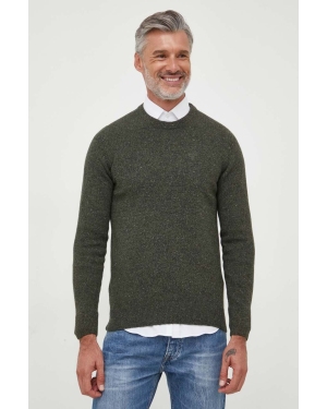 Barbour sweter wełniany męski kolor zielony ciepły