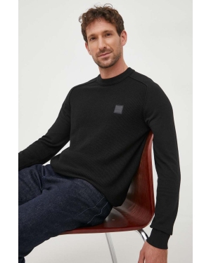 BOSS sweter z domieszką kaszmiru BOSS CASUAL męski kolor czarny lekki