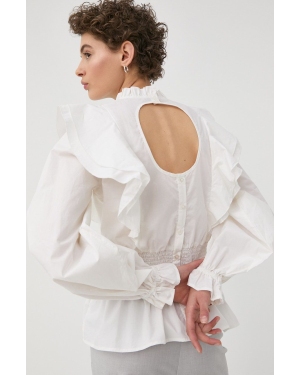 Bruuns Bazaar bluzka bawełniana damska kolor biały gładka