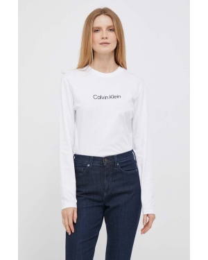 Calvin Klein longsleeve bawełniany kolor biały