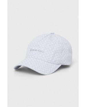 Calvin Klein czapka z daszkiem bawełniana kolor niebieski wzorzysta