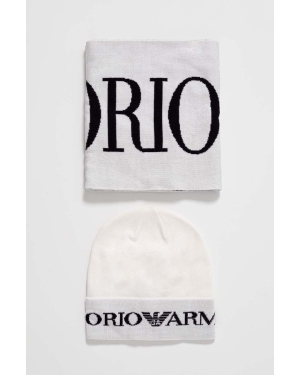 Emporio Armani czapka i szalik dziecięcy kolor biały