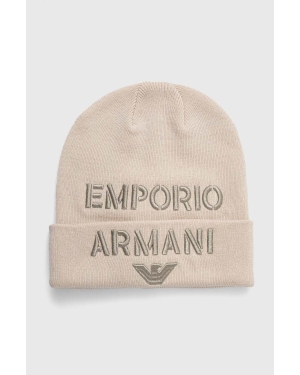 Emporio Armani czapka z domieszką wełny dziecięca kolor beżowy