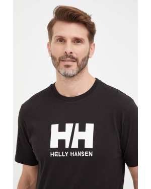 Helly Hansen t-shirt HH LOGO T-SHIRT męski kolor czarny z aplikacją 33979