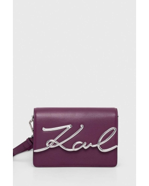 Karl Lagerfeld torebka skórzana kolor fioletowy