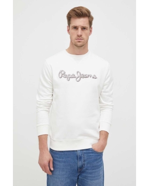 Pepe Jeans bluza bawełniana Ryan męska kolor biały z aplikacją