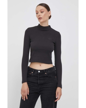 Pepe Jeans longsleeve damski kolor czarny z półgolfem