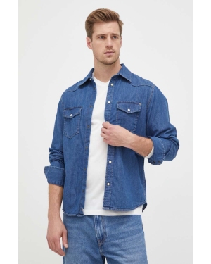 Pepe Jeans koszula jeansowa Carson męska kolor niebieski regular z kołnierzykiem klasycznym