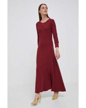 Polo Ralph Lauren sukienka bawełniana kolor bordowy maxi rozkloszowana
