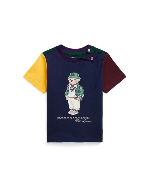 Polo Ralph Lauren t-shirt bawełniany niemowlęcy kolor granatowy z nadrukiem