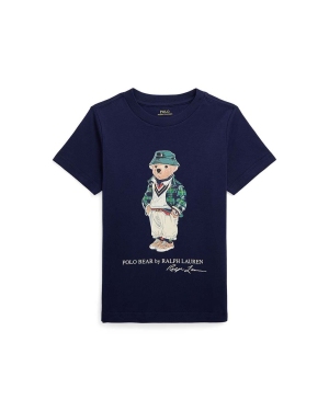 Polo Ralph Lauren t-shirt bawełniany dziecięcy kolor granatowy z nadrukiem