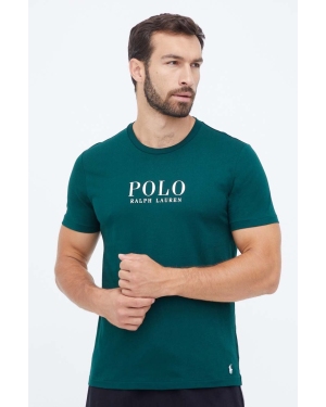 Polo Ralph Lauren t-shirt piżamowy bawełniany kolor zielony z nadrukiem