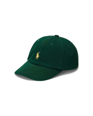 Polo Ralph Lauren czapka z daszkiem bawełniana dziecięca kolor zielony gładka