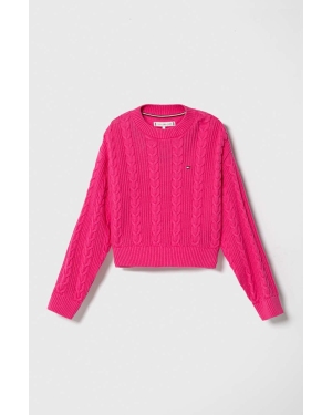 Tommy Hilfiger sweter bawełniany dziecięcy kolor różowy