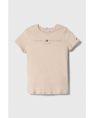 Tommy Hilfiger t-shirt bawełniany dziecięcy kolor beżowy