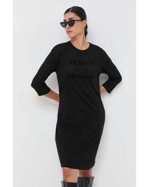 Armani Exchange sukienka bawełniana kolor czarny mini oversize