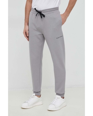 Armani Exchange spodnie dresowe męskie kolor szary gładkie