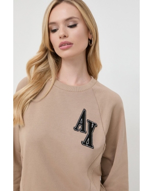 Armani Exchange bluza damska kolor beżowy z aplikacją