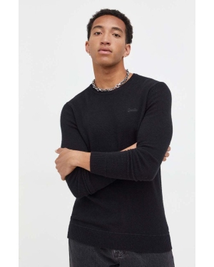 Superdry sweter z domieszką wełny męski kolor czarny lekki