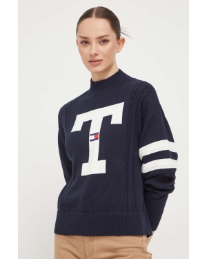 Tommy Jeans sweter bawełniany kolor granatowy z półgolfem